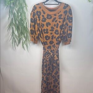 Who What Wear Brown and Black Midi Dress